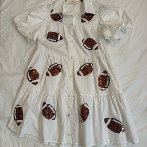 White Dress with Sequin Footballs